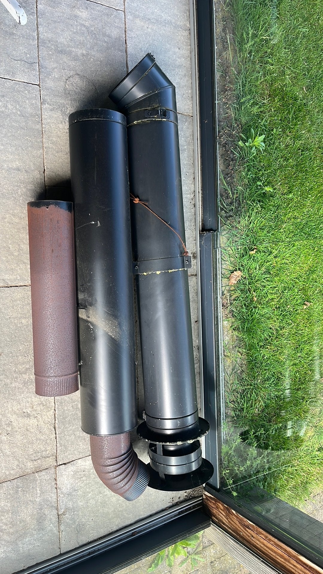 Kachelpijpen voor buiten, dubbelwandig, zwart, Huis en Inrichting, Kachels, Ophalen, Gebruikt, Overige brandstoffen, Overige soorten