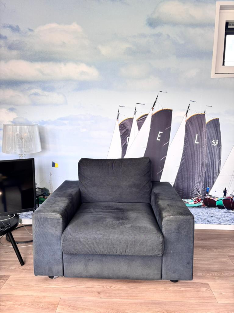 Vimle fautuil donkerblauwe rib hoes, Huis en Inrichting, Fauteuils, Ophalen, Zo goed als nieuw, Stof