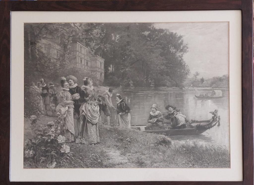 antieke prenten in prachtige lijst, Ophalen, Gebruikt, 75 tot 100 cm, Tekening