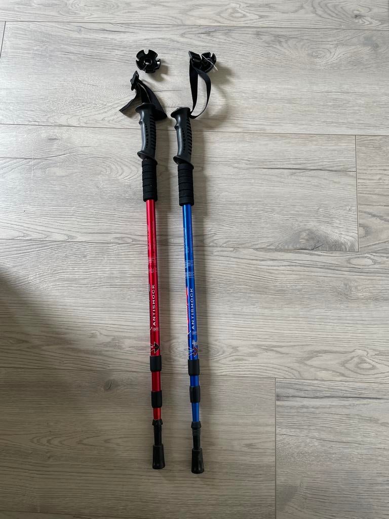 Wandelstokken met antishock - Rood en Blauw, Ophalen of Verzenden, Zo goed als nieuw, Wandelstok