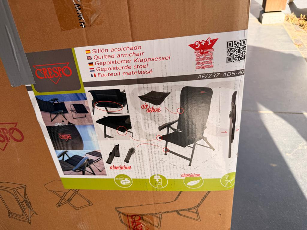 Crespo Air Deluxe AP/237 - Campingstoel - Nieuw in doos, Caravans en Kamperen, Kampeermeubelen, Ophalen, Nieuw, Campingstoel