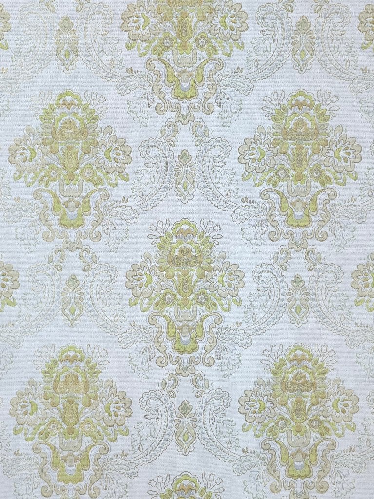 5997 Vintage barok behang groen beige klassiek swiet, Huis en Inrichting, Stoffering | Behang, Ophalen of Verzenden, Beige