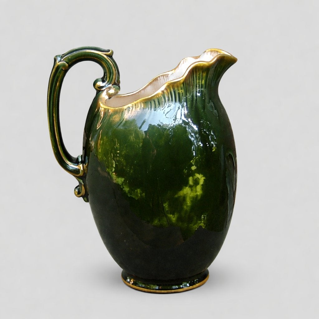 Antieke Aardewerk Waterkan - Groen geglazuurd, 30 cm hoog, Ophalen of Verzenden