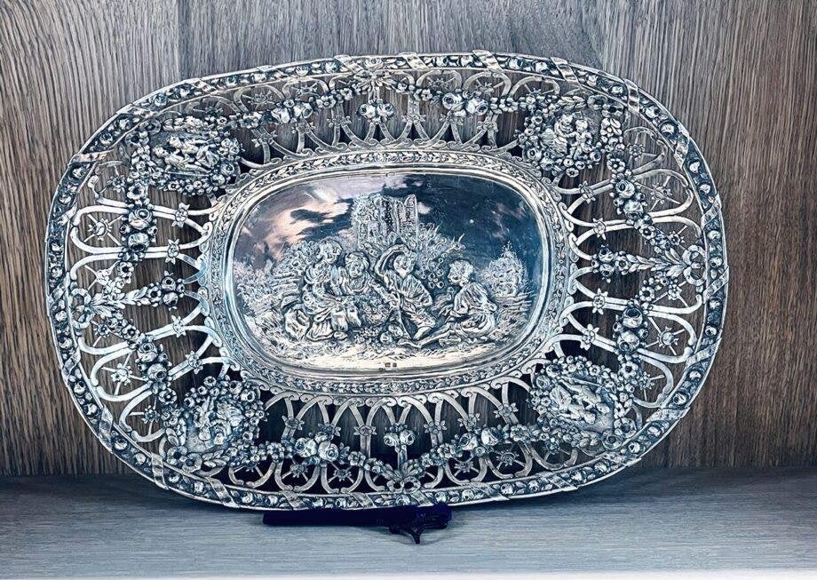 Sierlijke Broodmand Floraal Decor, Duitsland 1890, Ophalen of Verzenden
