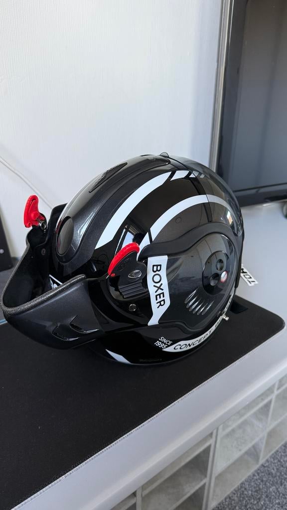 Boxer Concept Motorhelm - Zwart/Wit, maat  xs, M, Systeemhelm, Heren, Tweedehands
