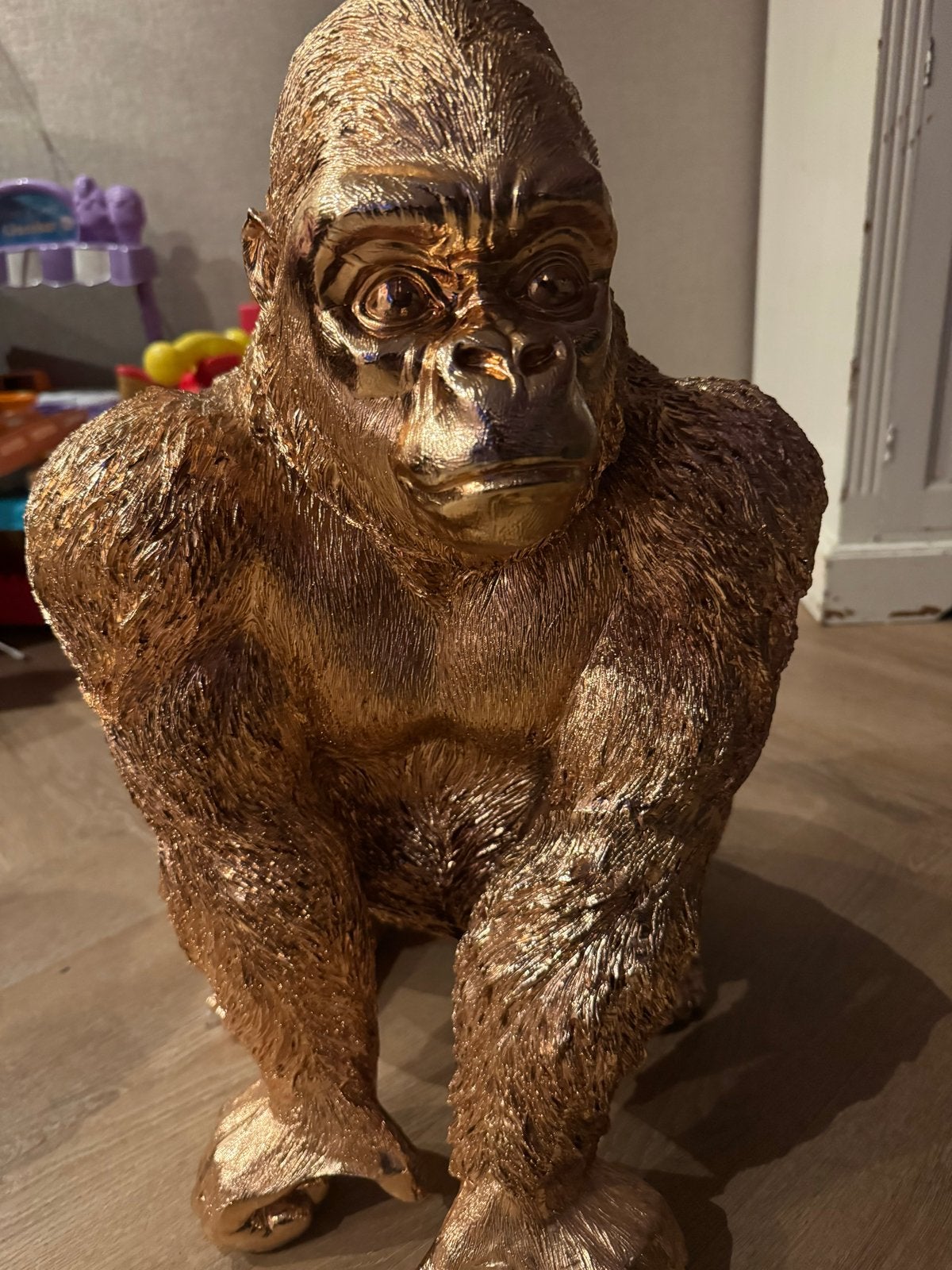 Gouden Gorilla Beeld - Unieke Decoratie, Ophalen, Kunststof, Zo goed als nieuw, Goud