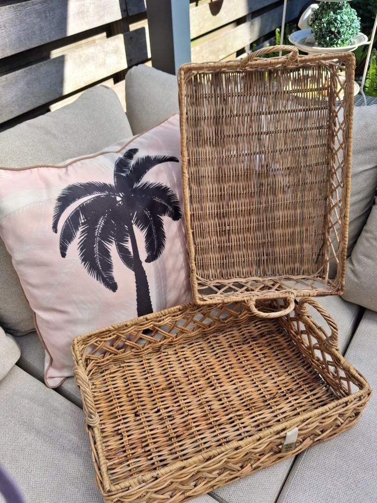 2 prachtige Rattan dienbladen, Huis en Inrichting, Woonaccessoires | Dienbladen, Ophalen of Verzenden