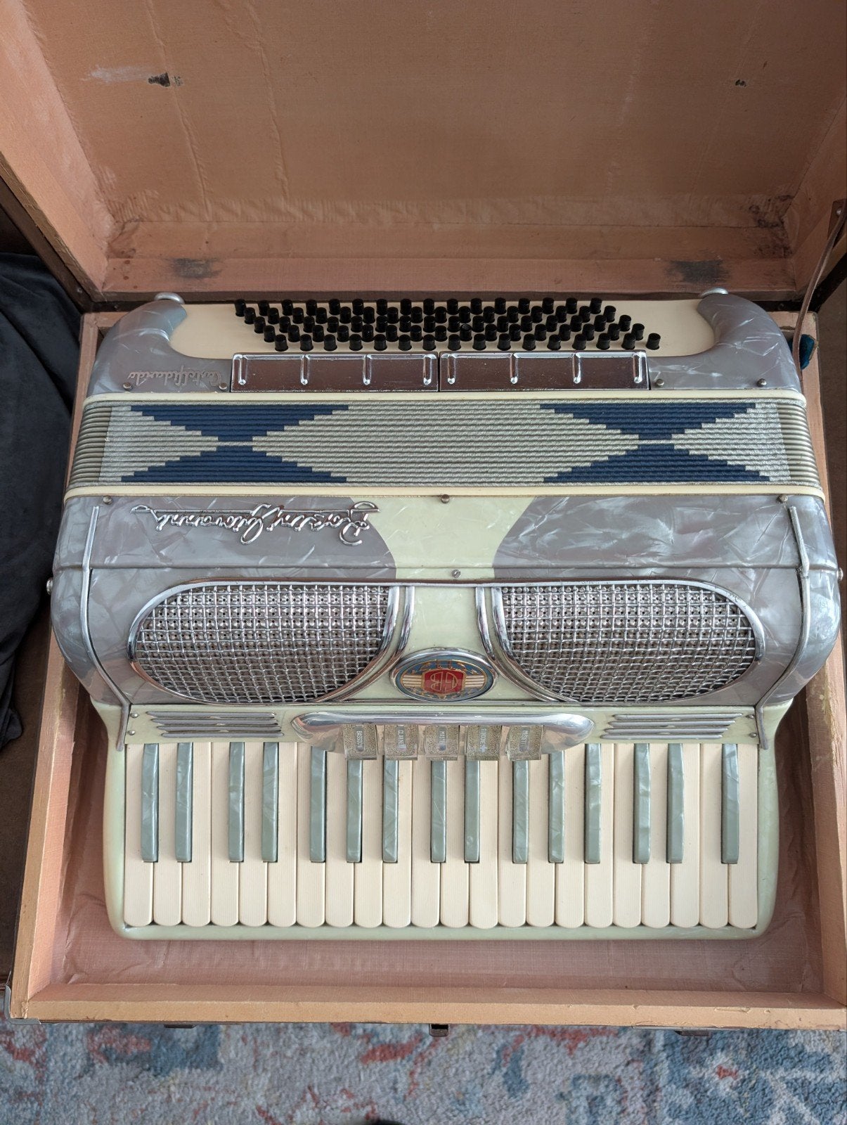 Vintage Paolo Soprani Piano-accordeon - Zeldzame Kleur, Gebruikt, Met koffer, Toetsaccordeon, 120-bas
