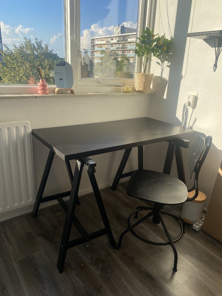 bureau, Ophalen, Zwart, Gebruikt, Hout