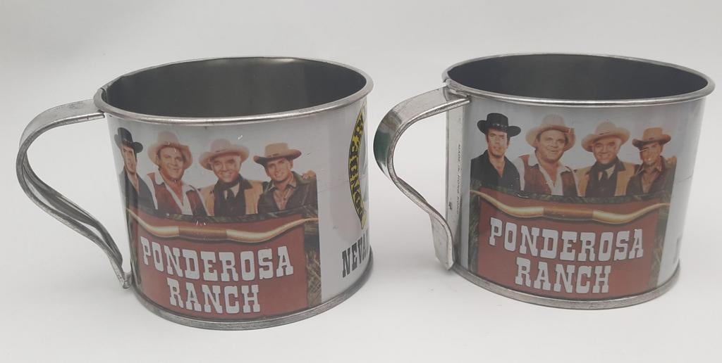 Bonanza tinnen bekers Ponderosa Ranch Attractiepark Amerika, Ophalen of Verzenden, Gebruikt, Tv, Overige typen
