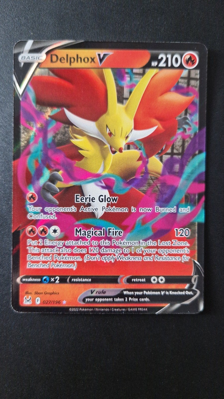 Delphox V 027/196 Sword&Shield Lost Origin Pokemon, Ophalen of Verzenden, Nieuw, Losse kaart