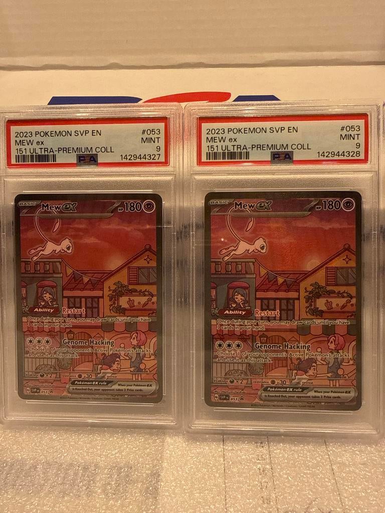 2x Mew ex 151 Ultra-Premium Collection PSA 9, Ophalen of Verzenden, Zo goed als nieuw, Meerdere kaarten