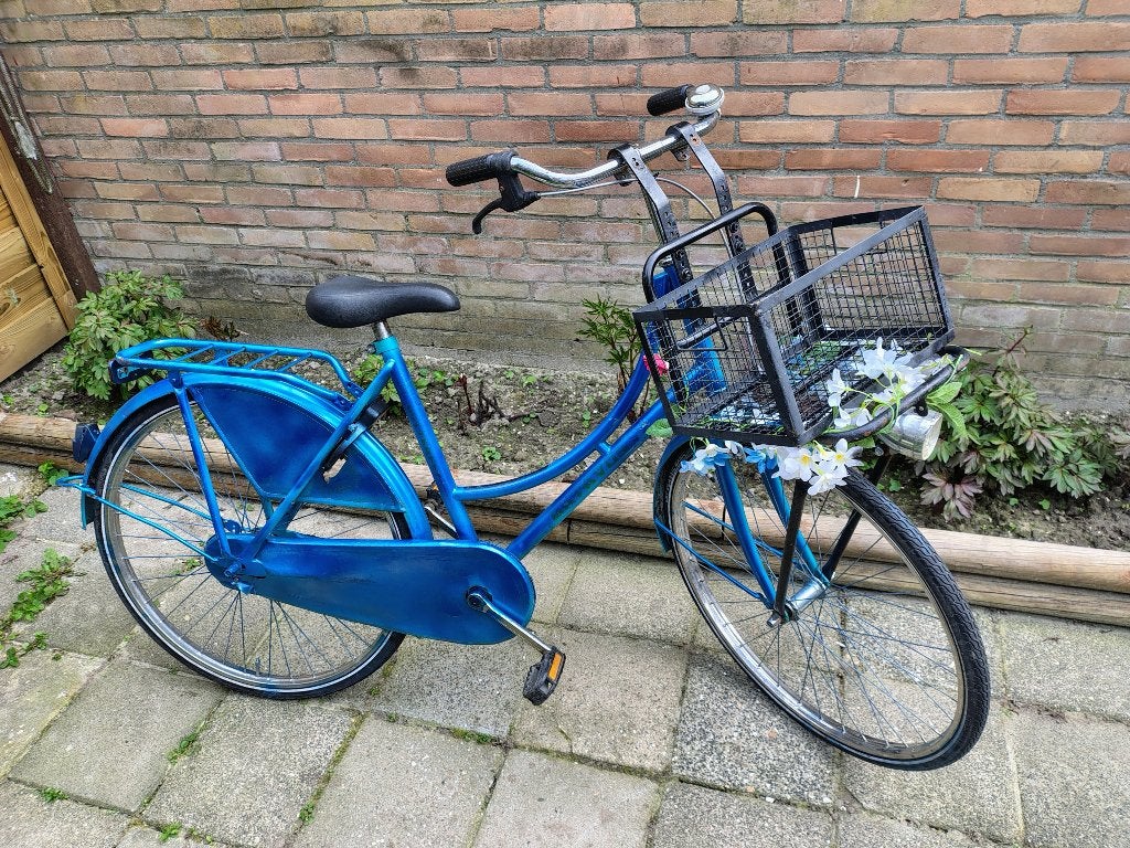 Mooie fiets, blauw, incl. fietsmand, 26 inch banden, Gebruikt, Fully, 45 tot 49 cm, Ophalen