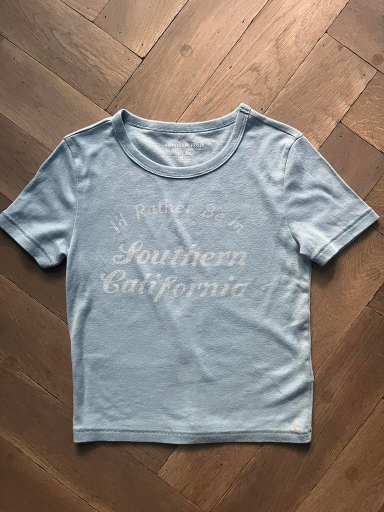 American Eagle XS lichtblauw tshirt, Blauw, Ophalen of Verzenden, Zo goed als nieuw, Korte mouw