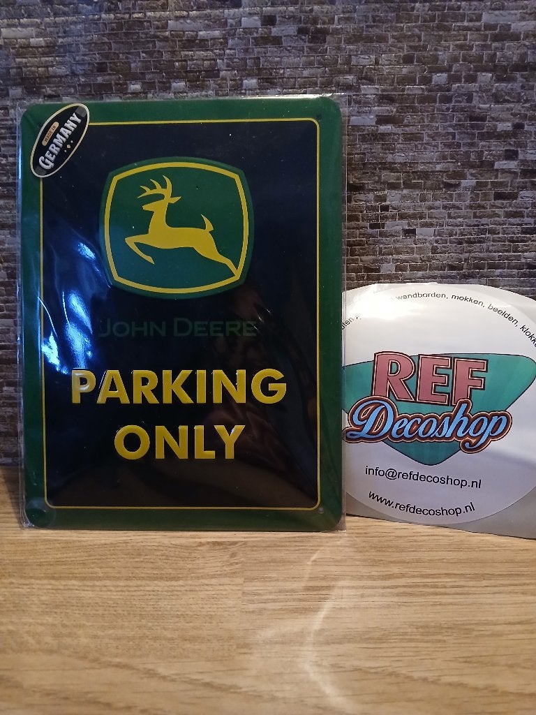 metalen 3d/reliëf bordje john deere parking only 15x20 cm, Verzamelen, Ophalen of Verzenden, Nieuw, Reclamebord