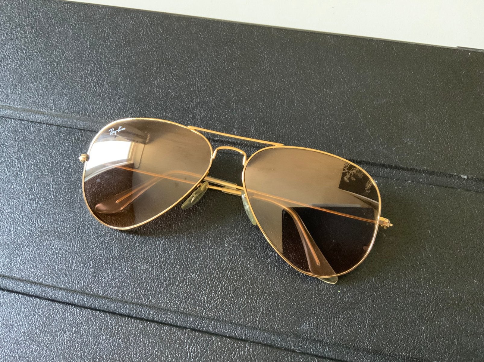 Ray-ban pilotenbril goud met bruine glazen, Ophalen, Zo goed als nieuw, Bruin, Ray-Ban
