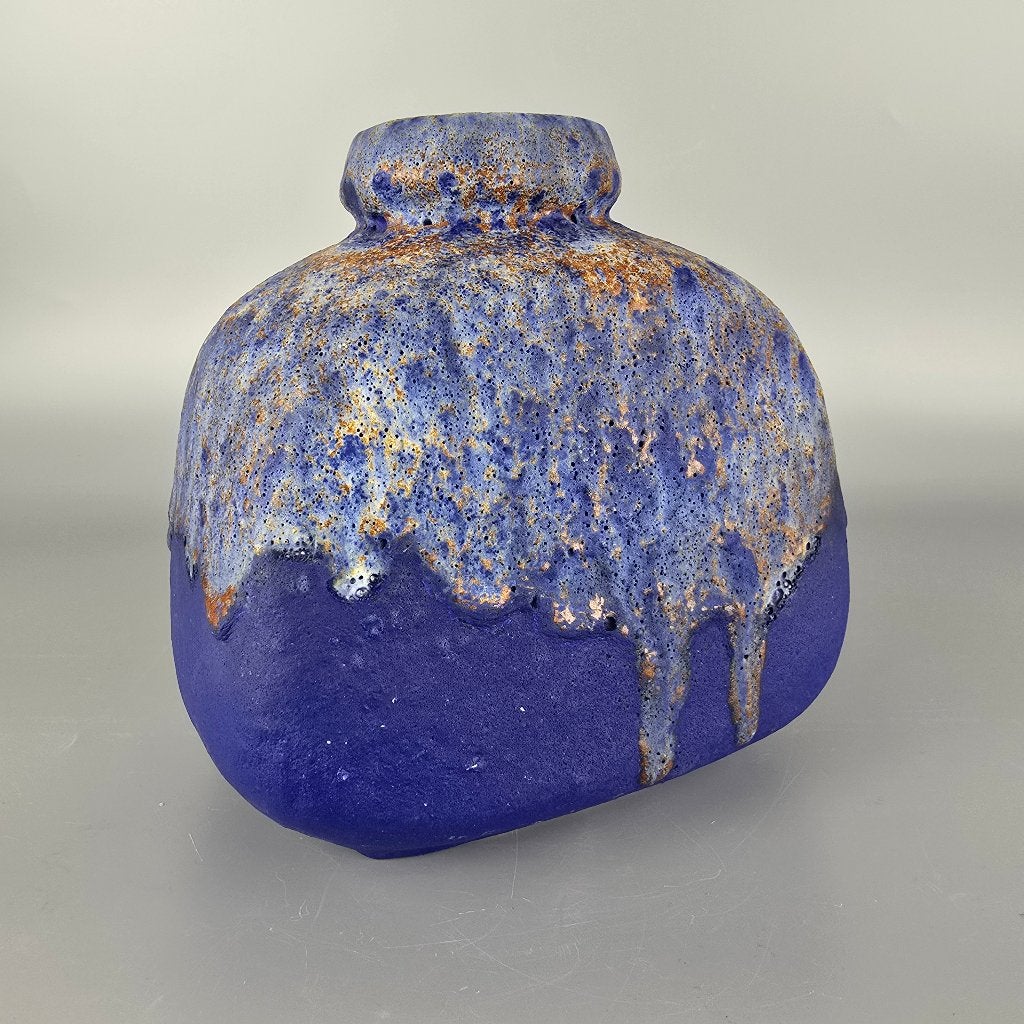Vintage West-Duitse Fat Lava vaas. Ruscha 814 blauw, Ophalen of Verzenden