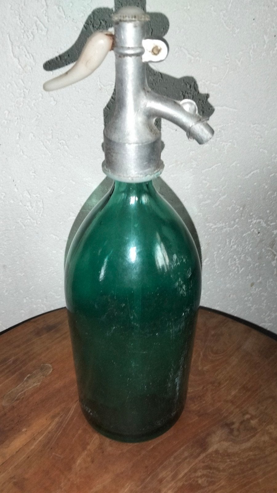 Brocante spuitfles groen/ blauw glas, Antiek en Kunst, Ophalen of Verzenden