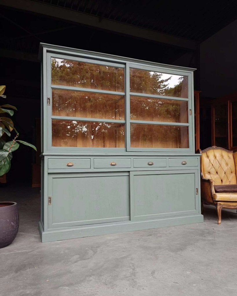 Winkelkast | Buffetkast "Eucalyptus" groen/grijs/blauw #0442, Glas, Met deur(en), -, 200 cm of meer