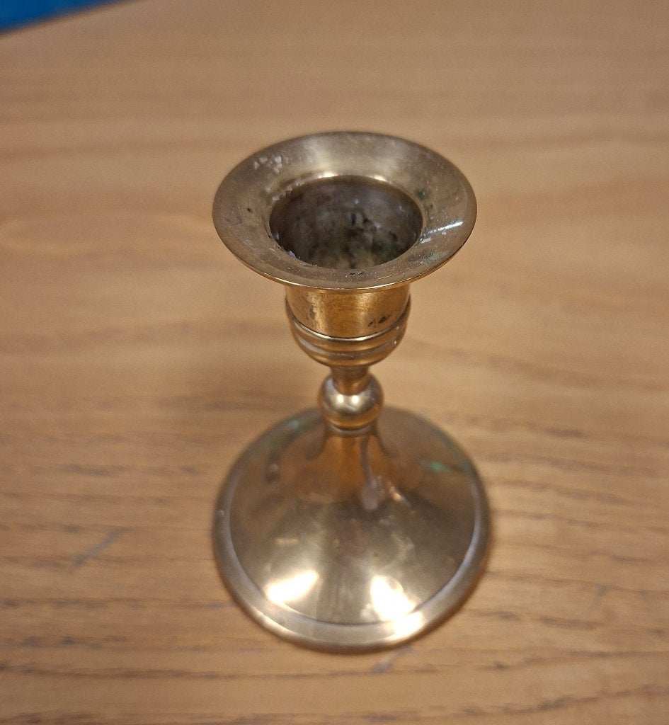 Gouden kandelaar, Gebruikt, Ophalen of Verzenden, Metaal, Kandelaar