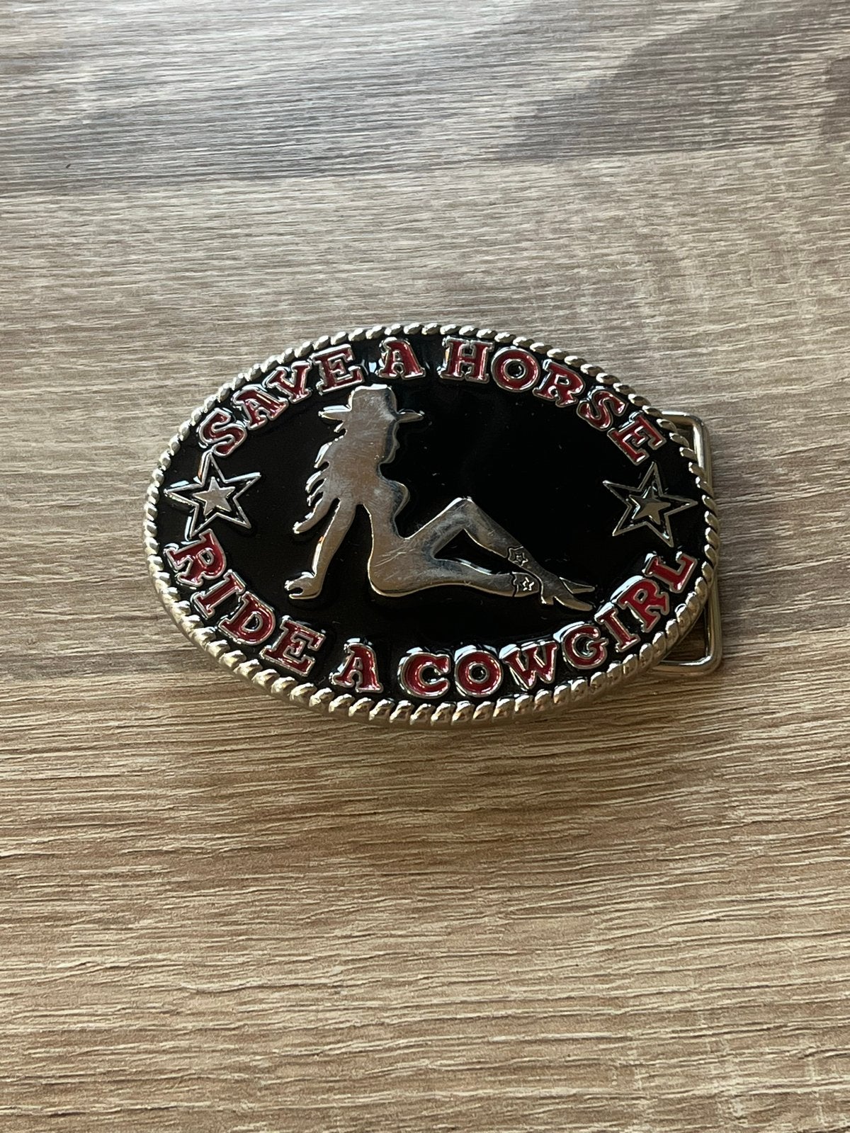 Belt buckle, riemgesp: Save a Horse, Ride a Cowgirl, Ophalen of Verzenden, Zo goed als nieuw