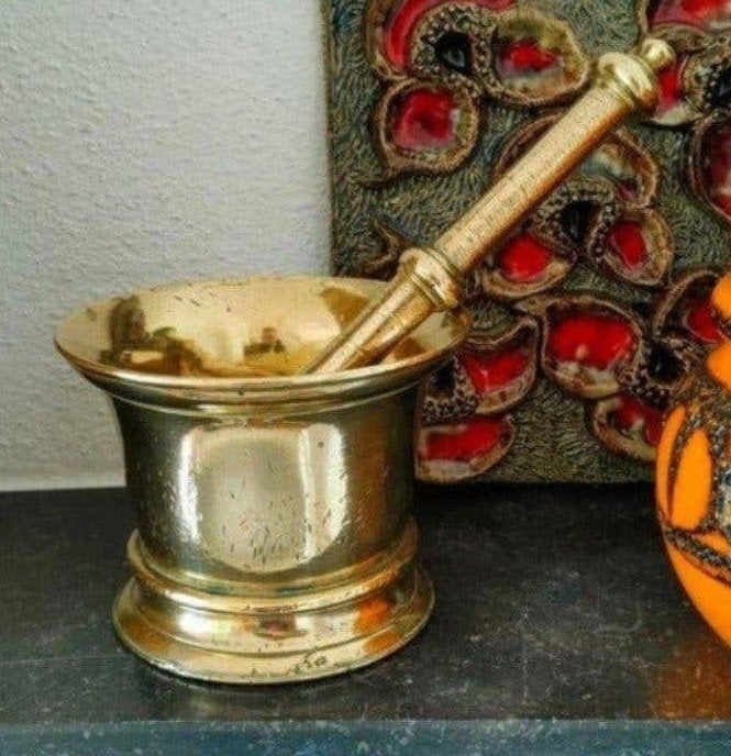 Antieke koperen vijzel, Ophalen of Verzenden