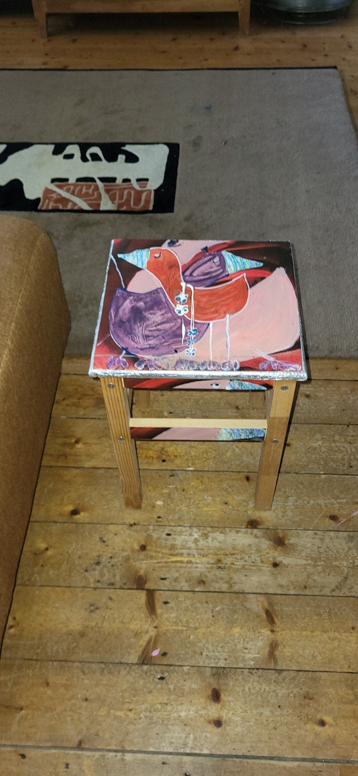 Unieke handgeschilderde kruk - Kunstzinnig design, Ophalen, Gebruikt, Overige kleuren, Kunstzinnig, Uniek, Handgeschilderd