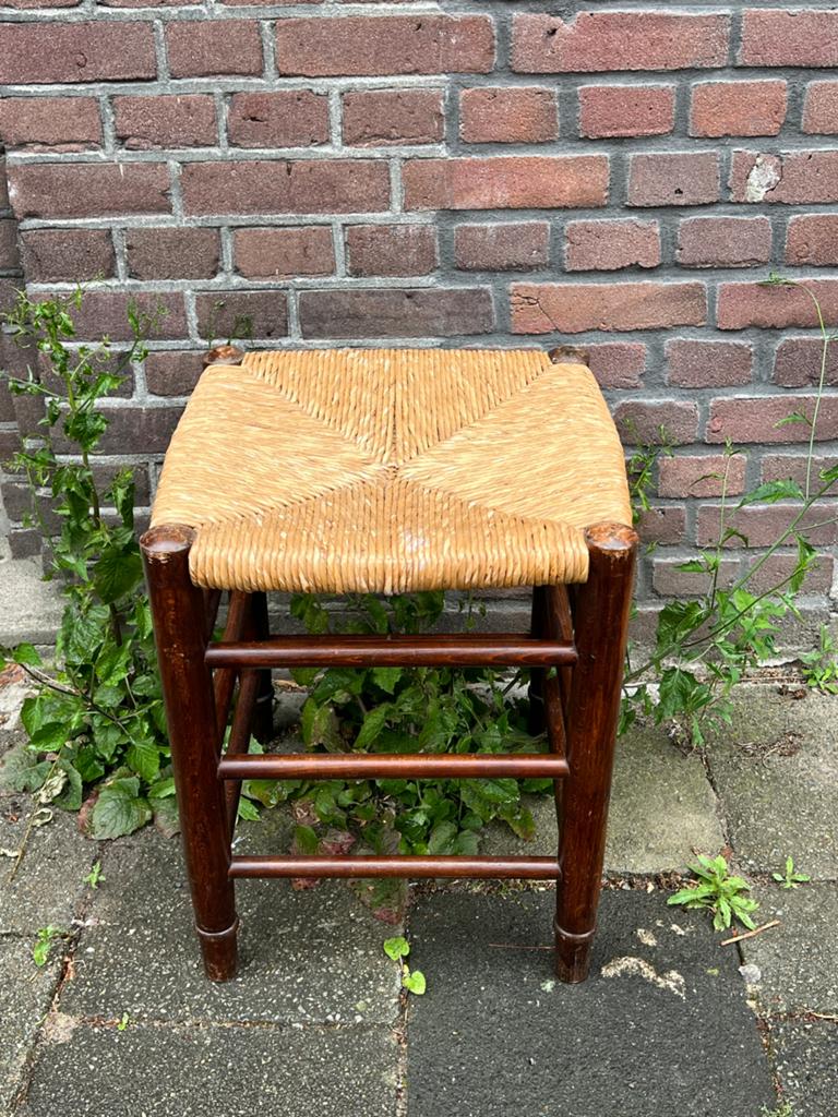 Vintage krukje riet rotan boho 1970 1960 hippie beukenhout, Ophalen of Verzenden, Gebruikt, Hout