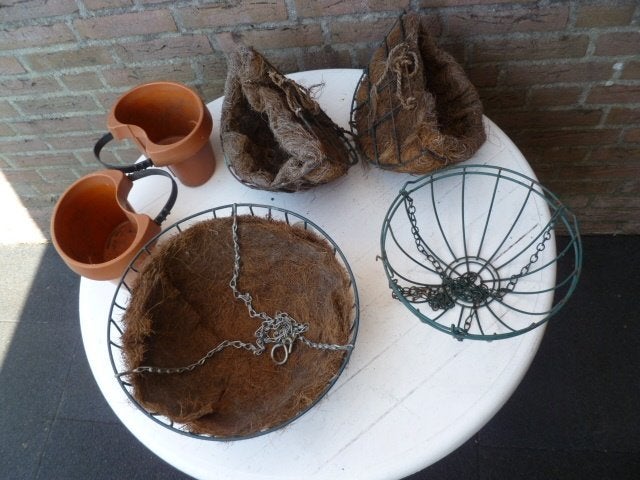 6 Planten hangmanden-bakjes. 3 verschillende., Tuin en Terras, Gebruikt, Minder dan 30 cm, Minder dan 60 cm, Rond