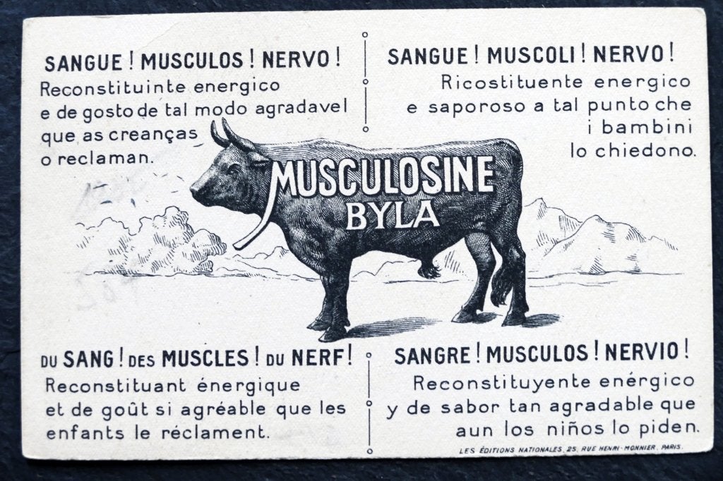 Reclame Musculosine Byla - stier - Palestijnse man, Verzamelen, Verzenden, Voor 1920, Ongelopen, Overige soorten