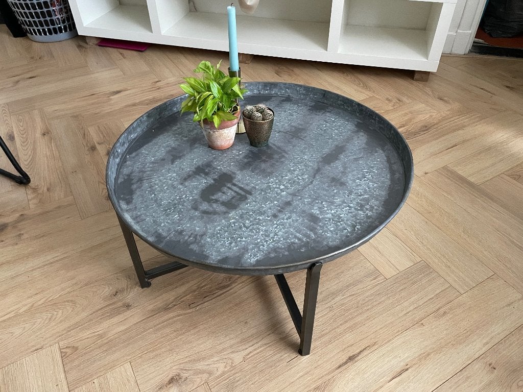 Stalen, ronde, salontafel (ø70cm), Ophalen, 50 tot 100 cm, Rond, 50 tot 100 cm