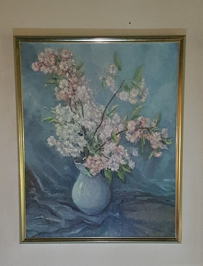 Bloemstilleven van Theo Wiegman, Antiek en Kunst, Bloemen, Doek, Ophalen of Verzenden, Olieverf
