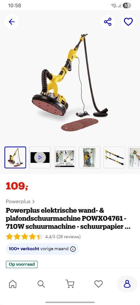 Wand/vloer schuurmachine, Ophalen, Zo goed als nieuw, Minder dan 600 watt, Overige typen