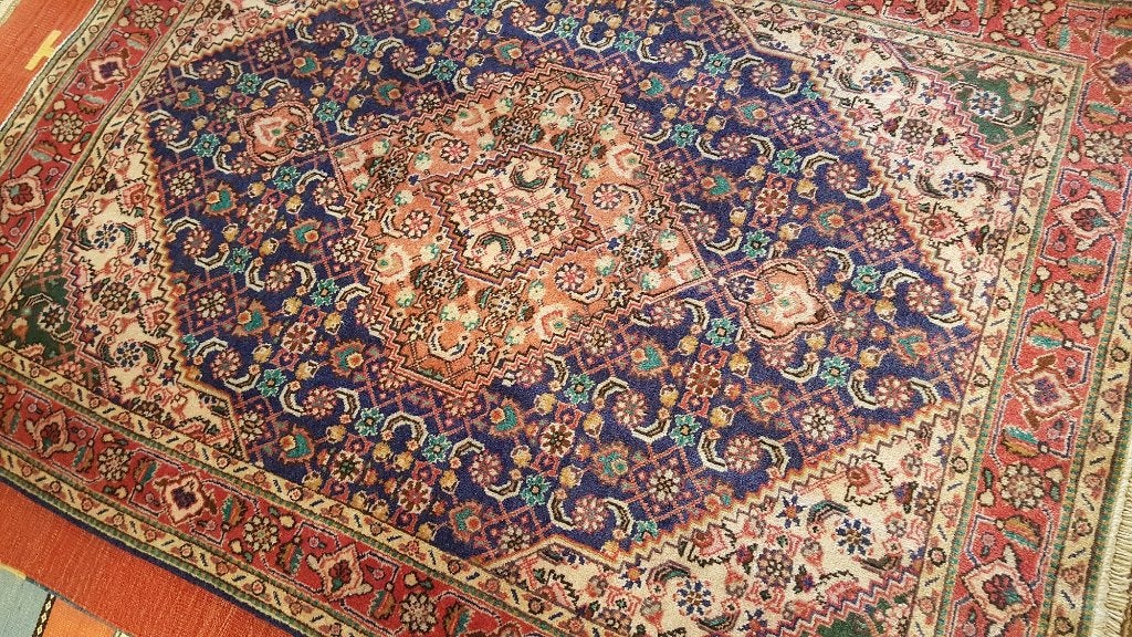 Tabriz Perzische tapijt 190 x 141/kleed/Kelim/Oosterse/Loper, 100 tot 150 cm, Blauw, Www.simatapijten.nl, Ophalen of Verzenden