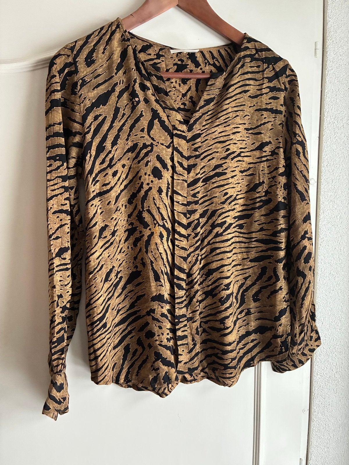 FREE/QUENT Blouse met tijgerprint - Maat S, Ophalen of Verzenden, Zo goed als nieuw, Maat 36 (S), Bruin