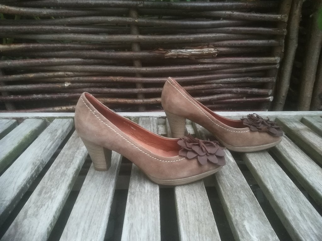 Manfield Pumps Leer Bruin maat 37, Pumps, Bruin, Ophalen of Verzenden, Zo goed als nieuw