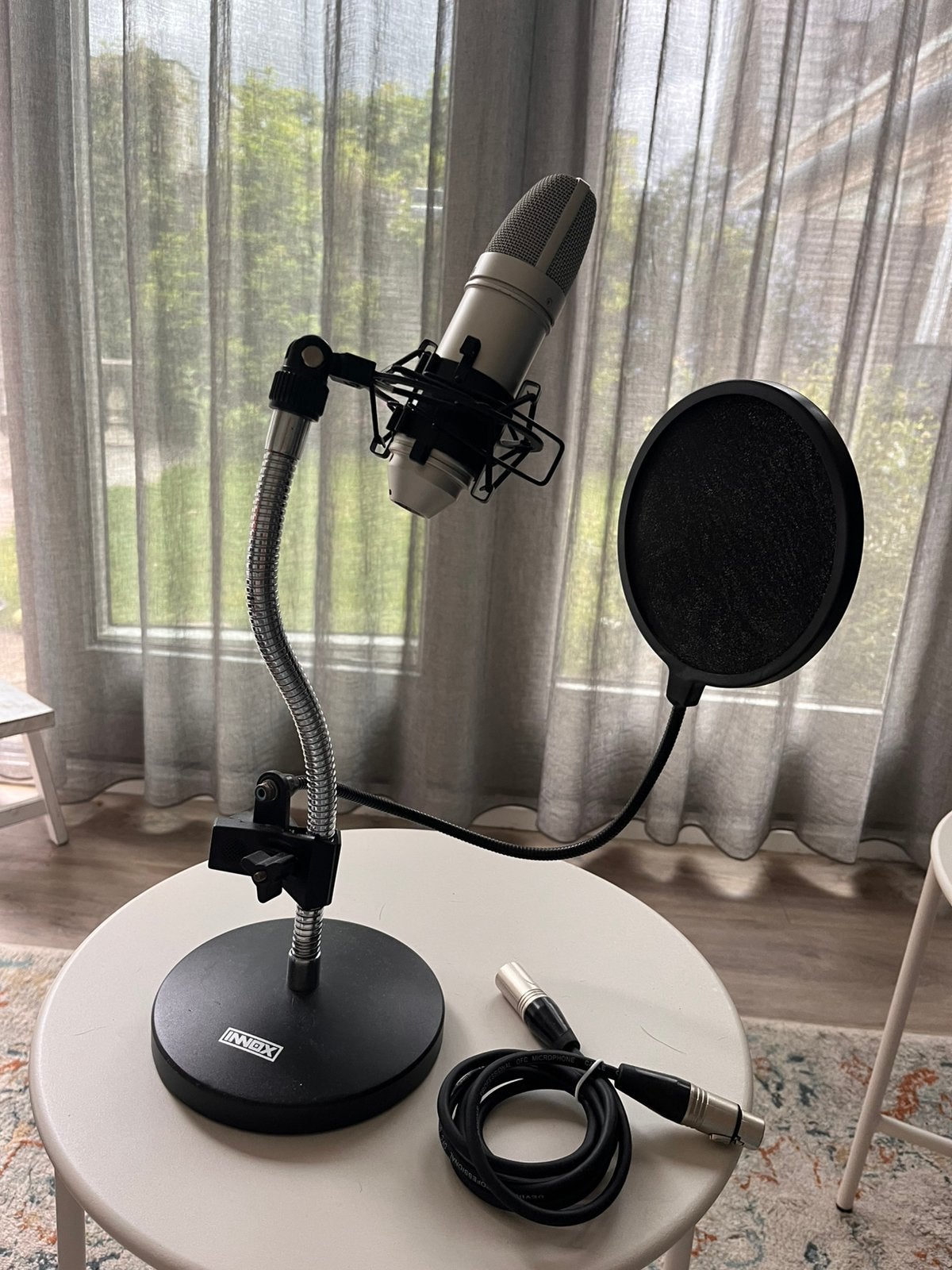 Innox condensatormicrofoon set met standaard en popfilter, Ophalen, Gebruikt, Studiomicrofoon