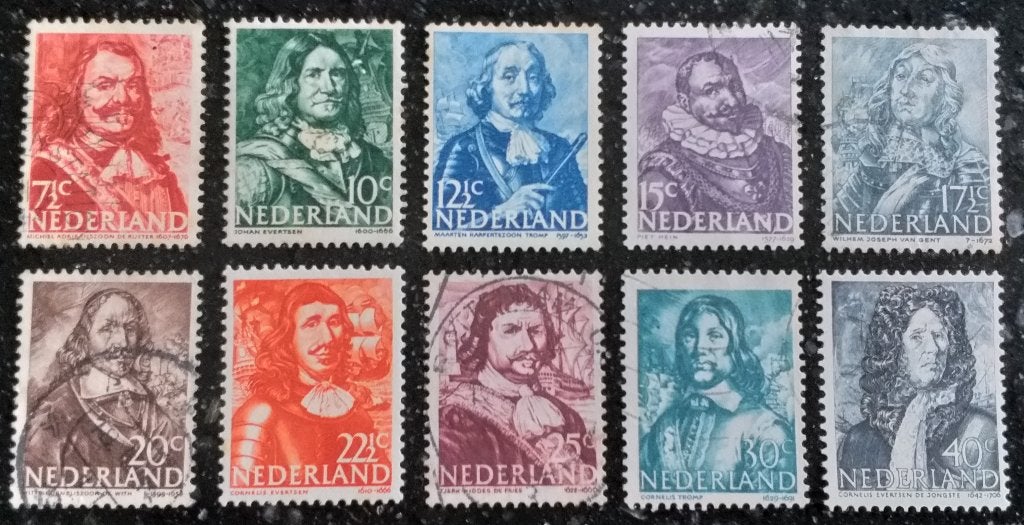 POSTZEGELS NEDERLAND 1943-44 ZEEHELDEN GESTEMPELD, Postzegels en Munten, Postzegels | Nederland, Verzenden, Na 1940, Gestempeld