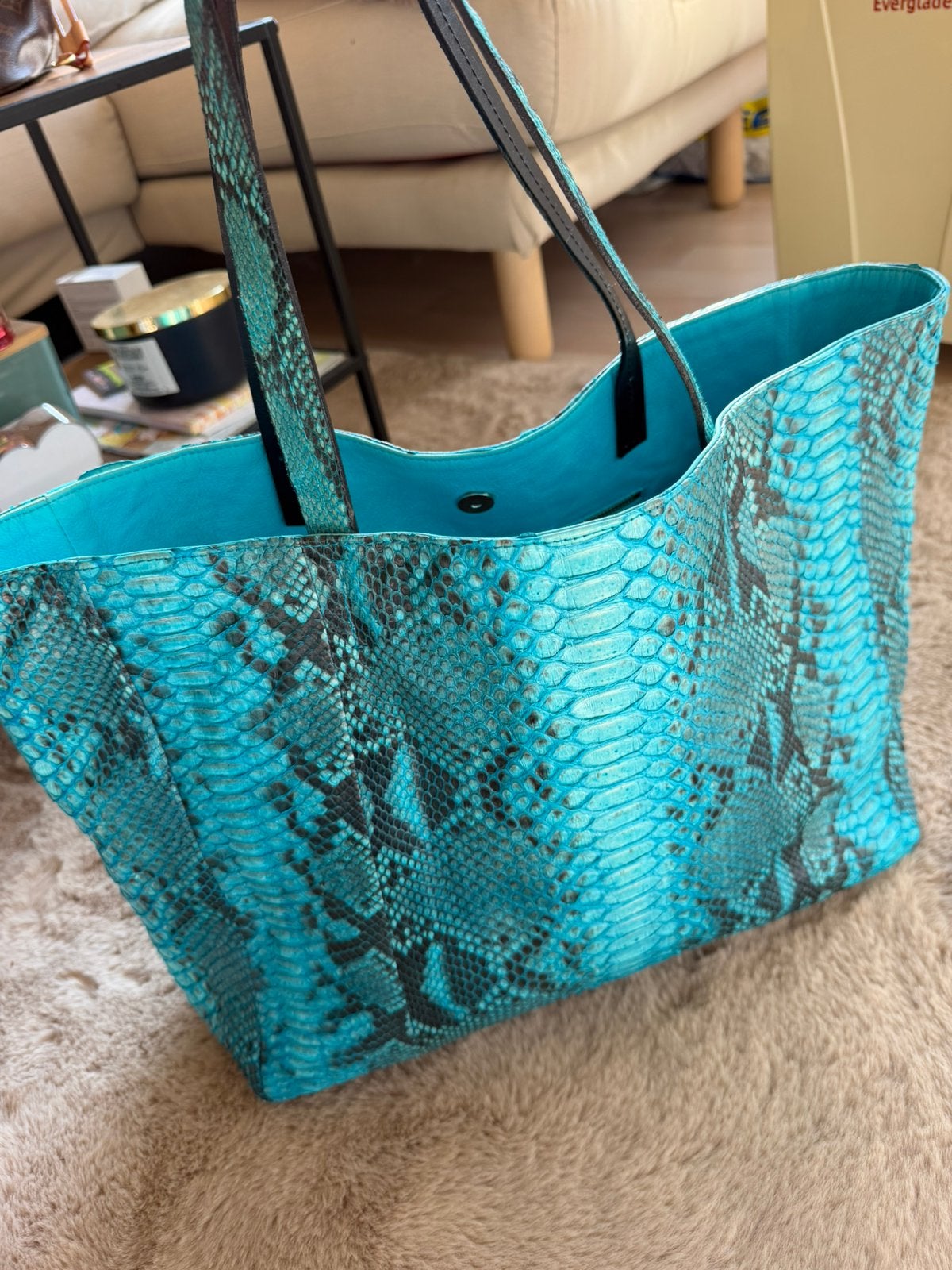 Reveil Milano Pythonleren Shopper, Ophalen of Verzenden, Zo goed als nieuw, Blauw, 30 cm of meer