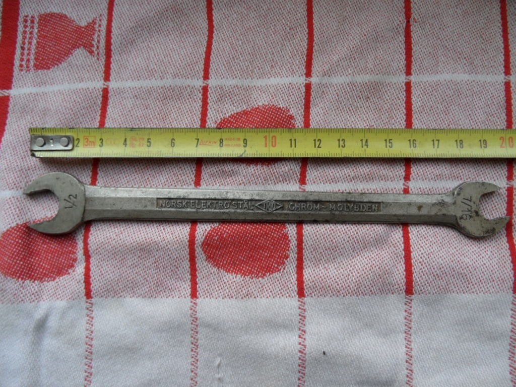 Trio norsk elektrostal smalle lange steeksleutel 7/16 1/2, Ophalen of Verzenden, Gebruikt