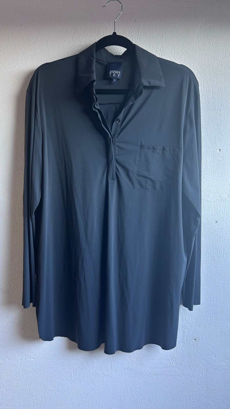 Japan TKY Blouse Groen Maat L travelstof, Ophalen of Verzenden, Zo goed als nieuw, Maat 42/44 (L), Groen