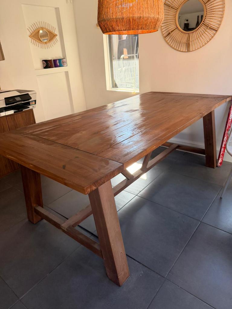 Eetkamertafel Teak Hout 78 x 220 x 100, Ophalen, Gebruikt, 100 tot 150 cm, Teakhout