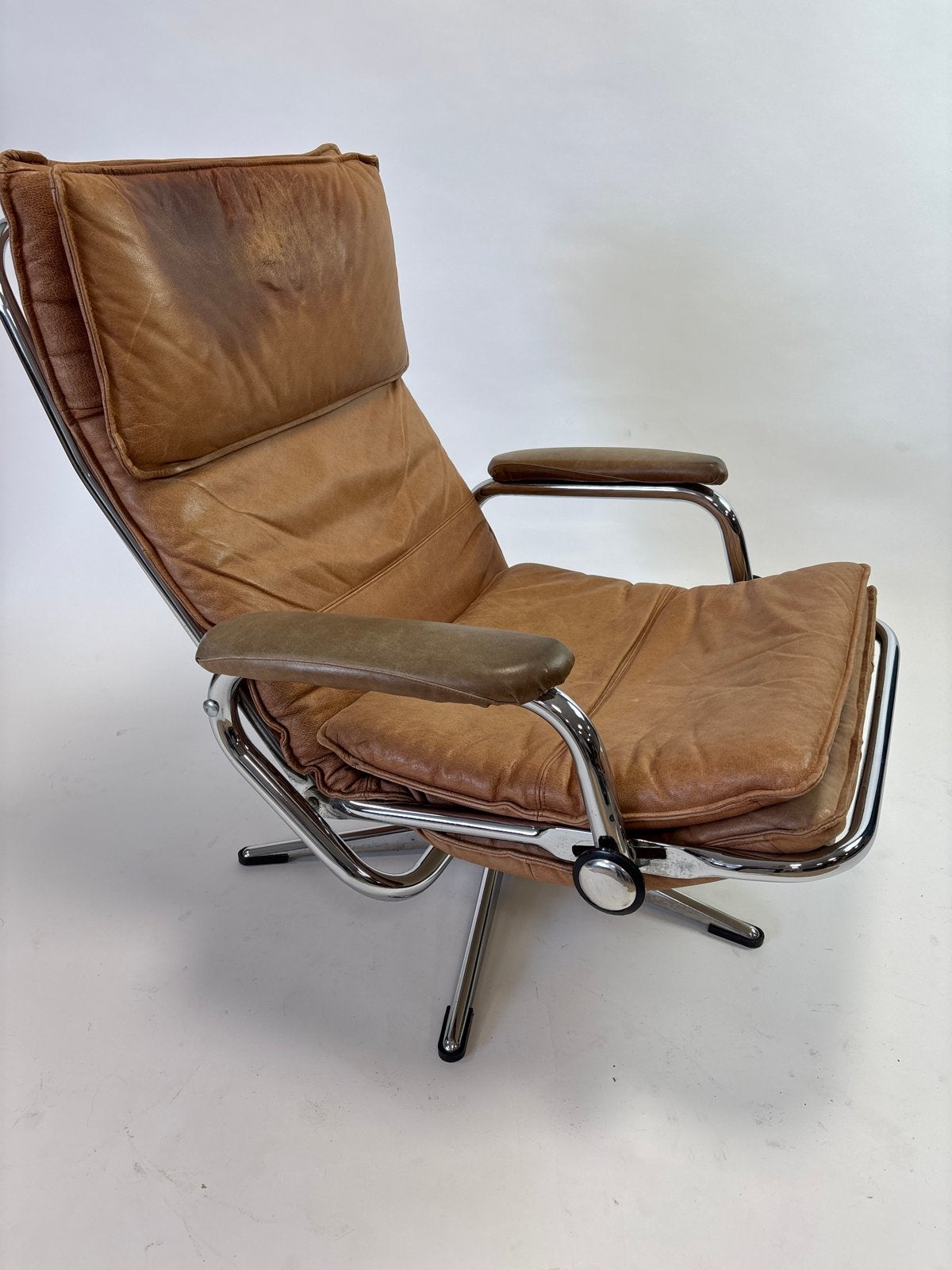 Vintage Leren Fauteuil - Comfortabel en Stijlvol, Ophalen, Gebruikt, Bruin, Leer