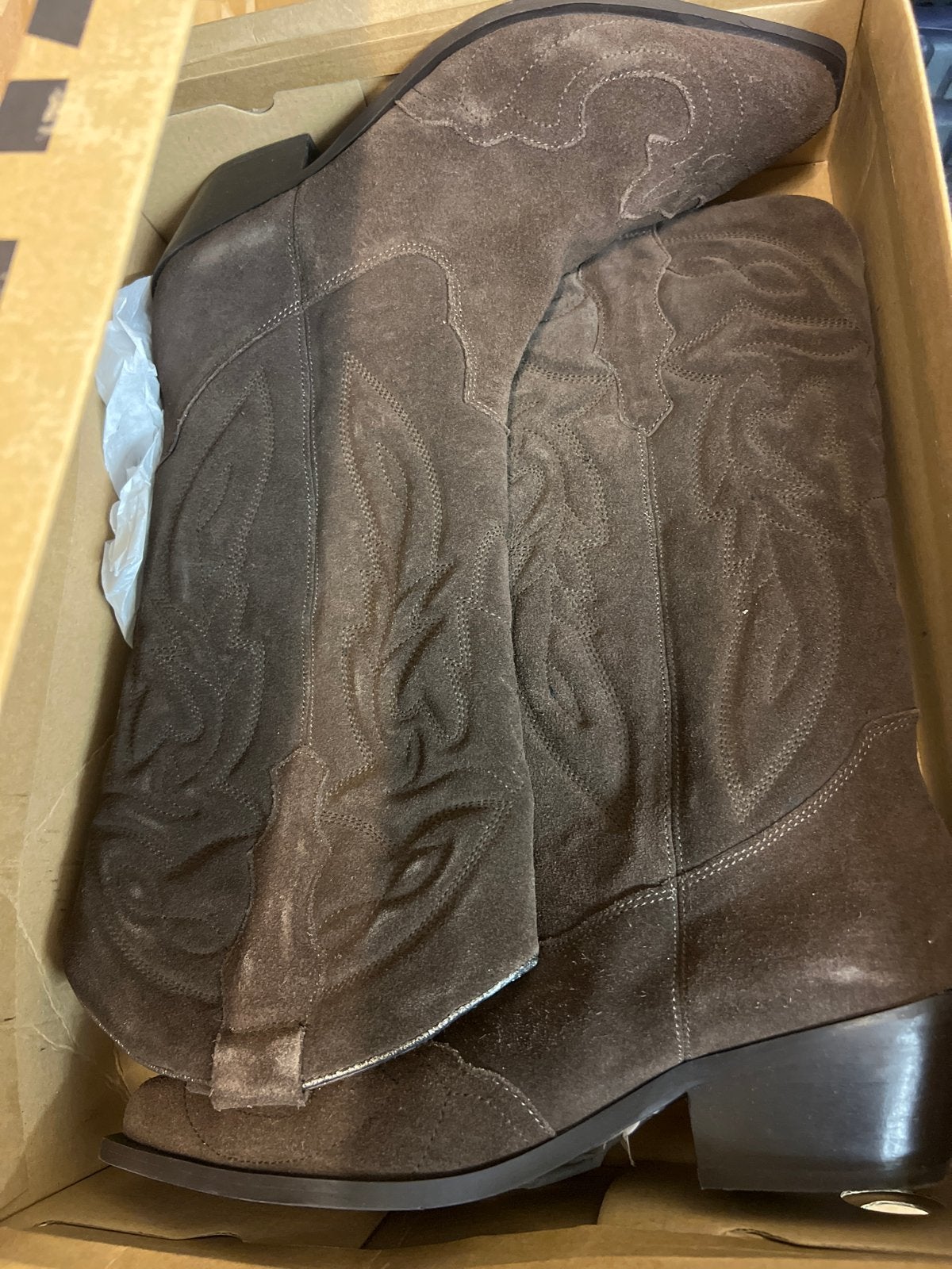 Nieuwe suède cowboylaarzen - Larzen - mt 41, Ophalen of Verzenden, Nieuw, Bruin, Hoge laarzen