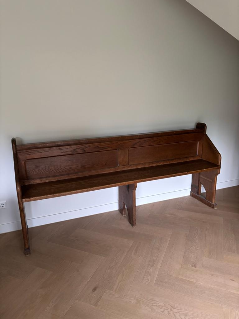 Kerkbank van Eikenhout - 200x96x50 cm, Antiek en Kunst, Antiek | Meubels | Stoelen en Banken, Ophalen