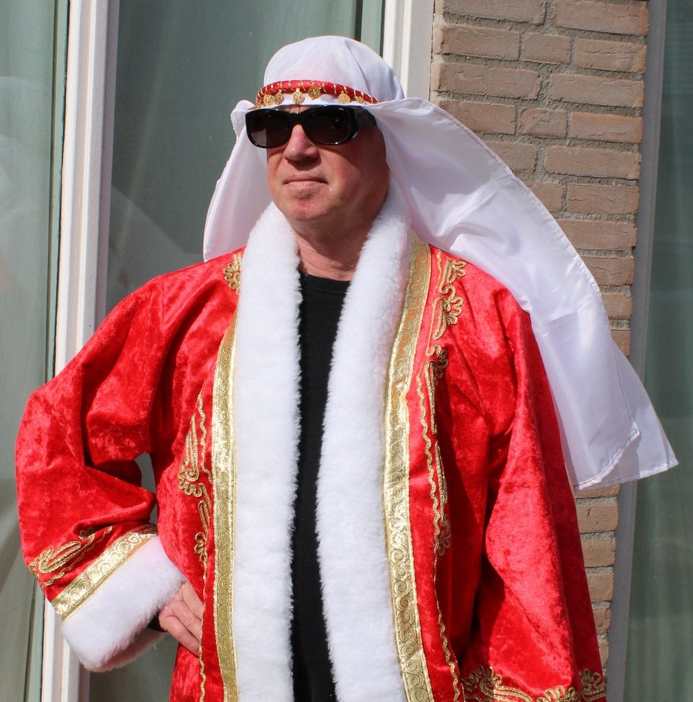 Kompleet harem sultan sheik kostuum rood met saudi hoofdtooi, Ophalen of Verzenden, Nieuw, Bovenkleding