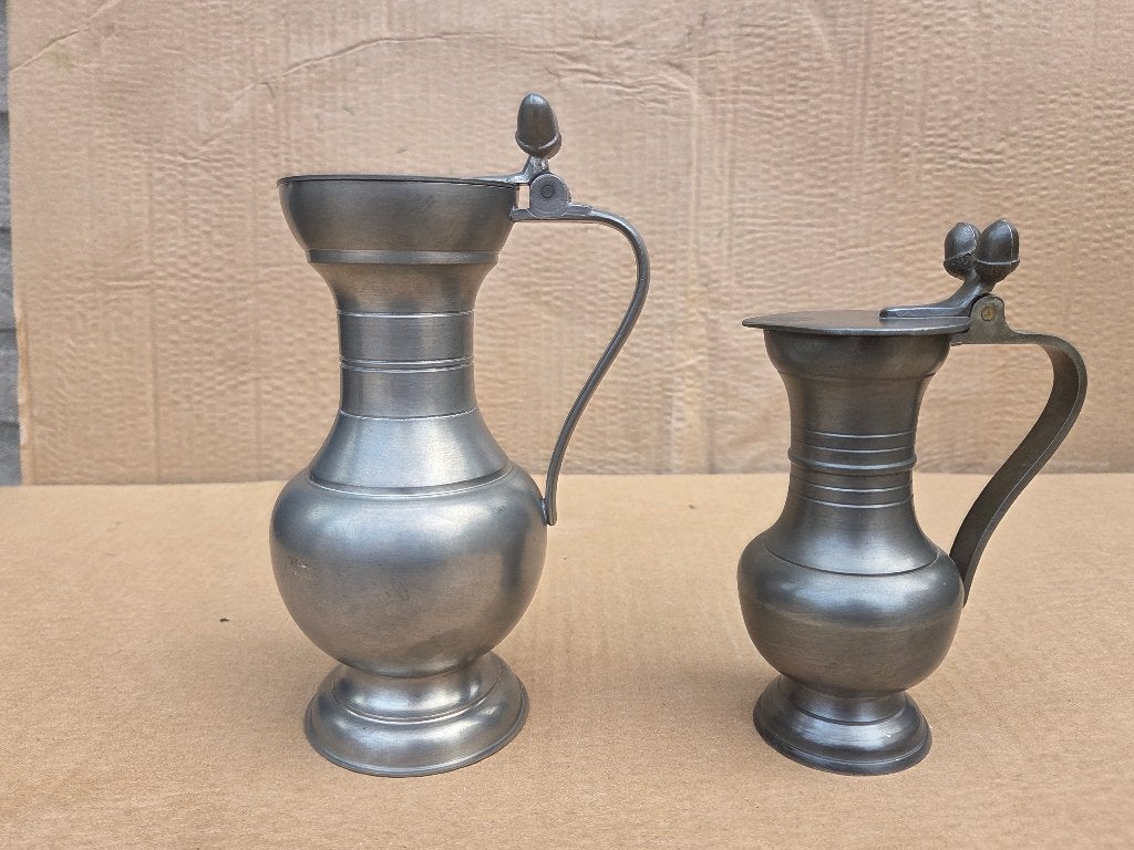Prachtige set tinnen eikelkannen / klepkannen, Ophalen of Verzenden
