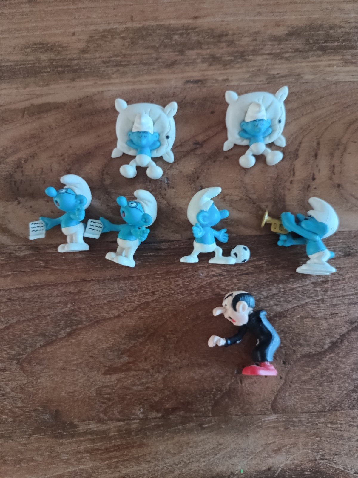 zes smurfen en Gargamel 4 CM hoog, Verzamelen, Ophalen of Verzenden, Zo goed als nieuw, Verschillende Smurfen