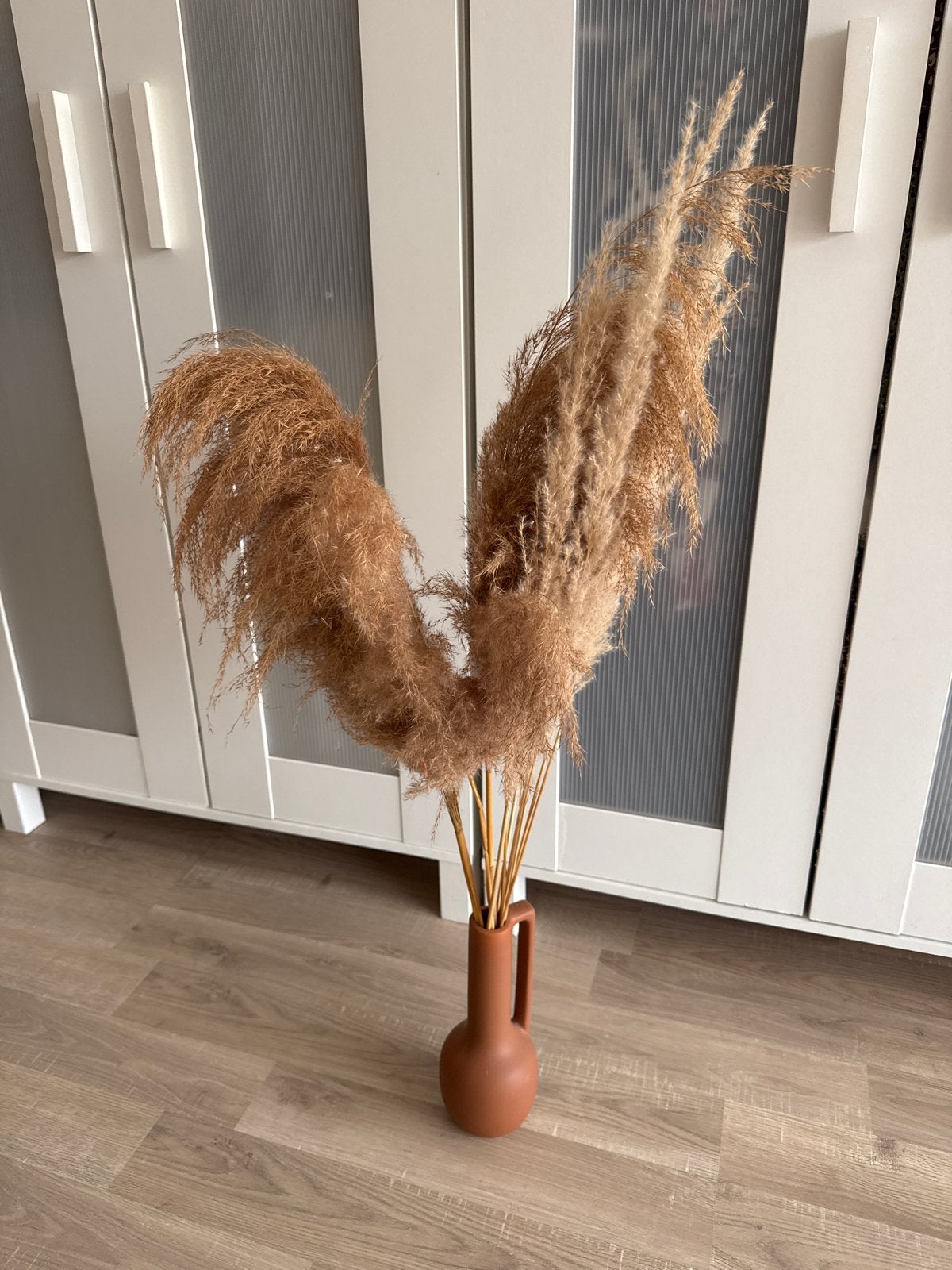 Gedroogde bloemen met vaas - Pampasgras decoratie, Ophalen, Bruin, Natuurlijk materiaal, Zo goed als nieuw