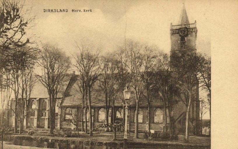 Dirksland - Herv. kerk - ongelopen, Verzamelen, Ophalen of Verzenden, 1920 tot 1940, Ongelopen, Zuid-Holland